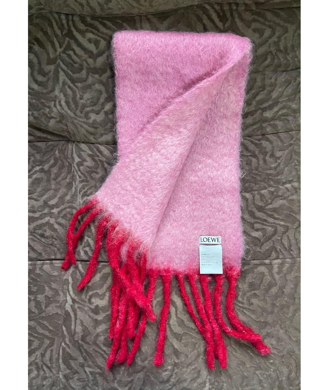 LOEWE Розовый шерстяной шарф, фото 7