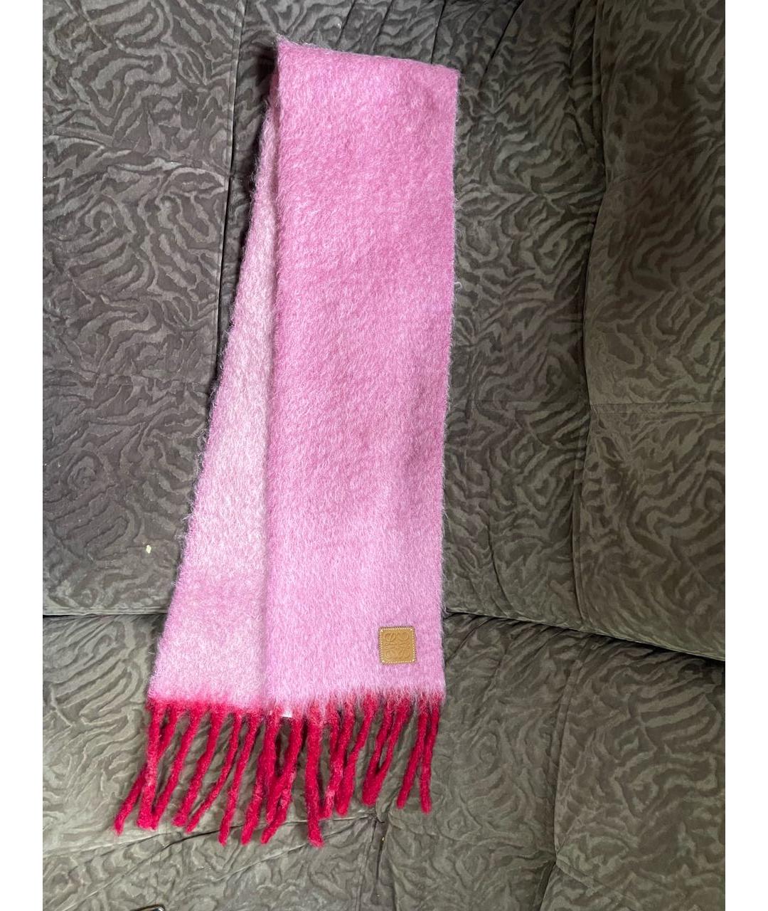 LOEWE Розовый шерстяной шарф, фото 5