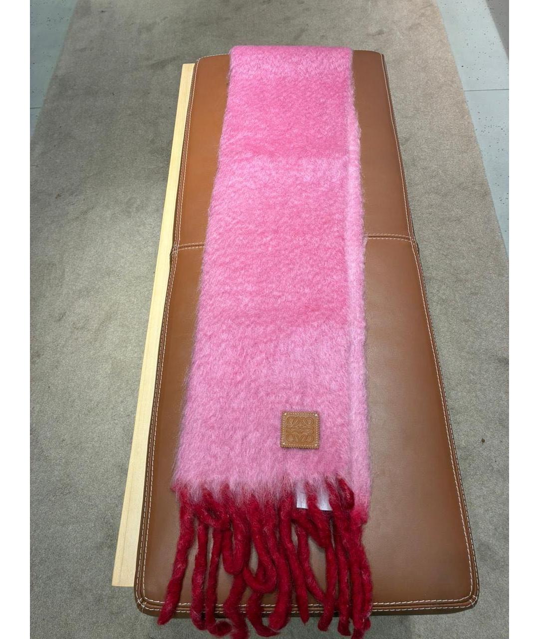 LOEWE Розовый шерстяной шарф, фото 2