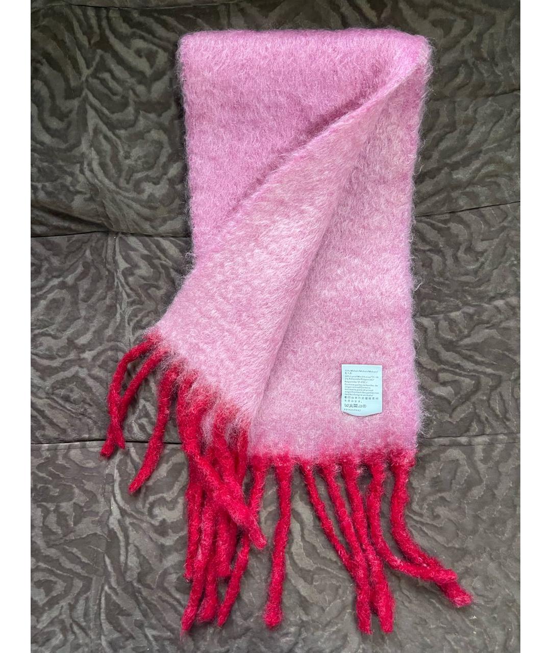 LOEWE Розовый шерстяной шарф, фото 6