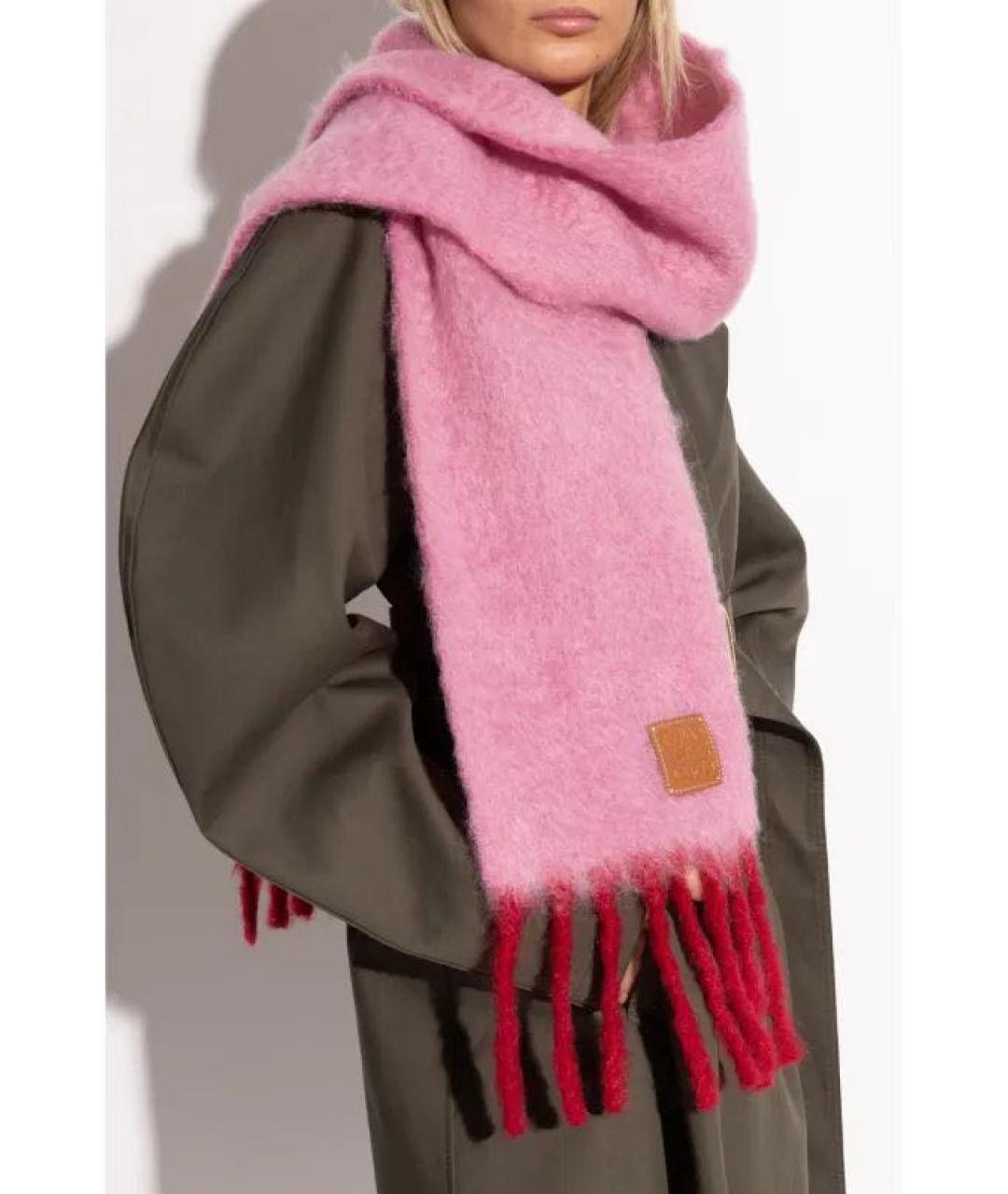 LOEWE Розовый шерстяной шарф, фото 3