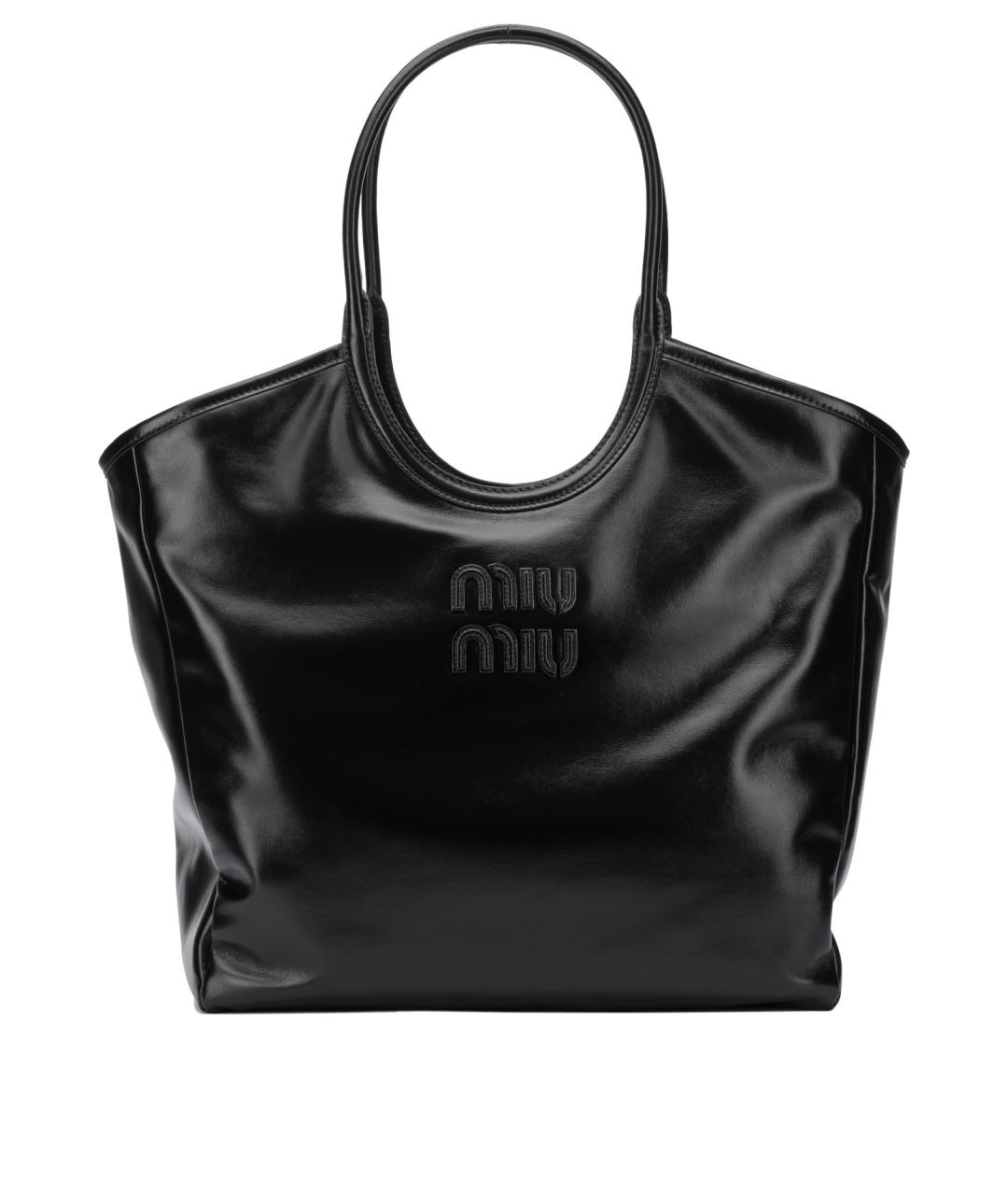 MIU MIU Черная кожаная сумка тоут, фото 1