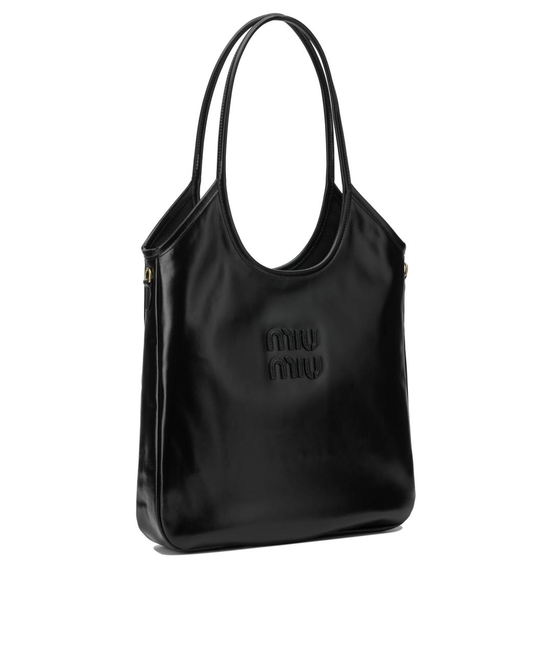 MIU MIU Черная кожаная сумка тоут, фото 2