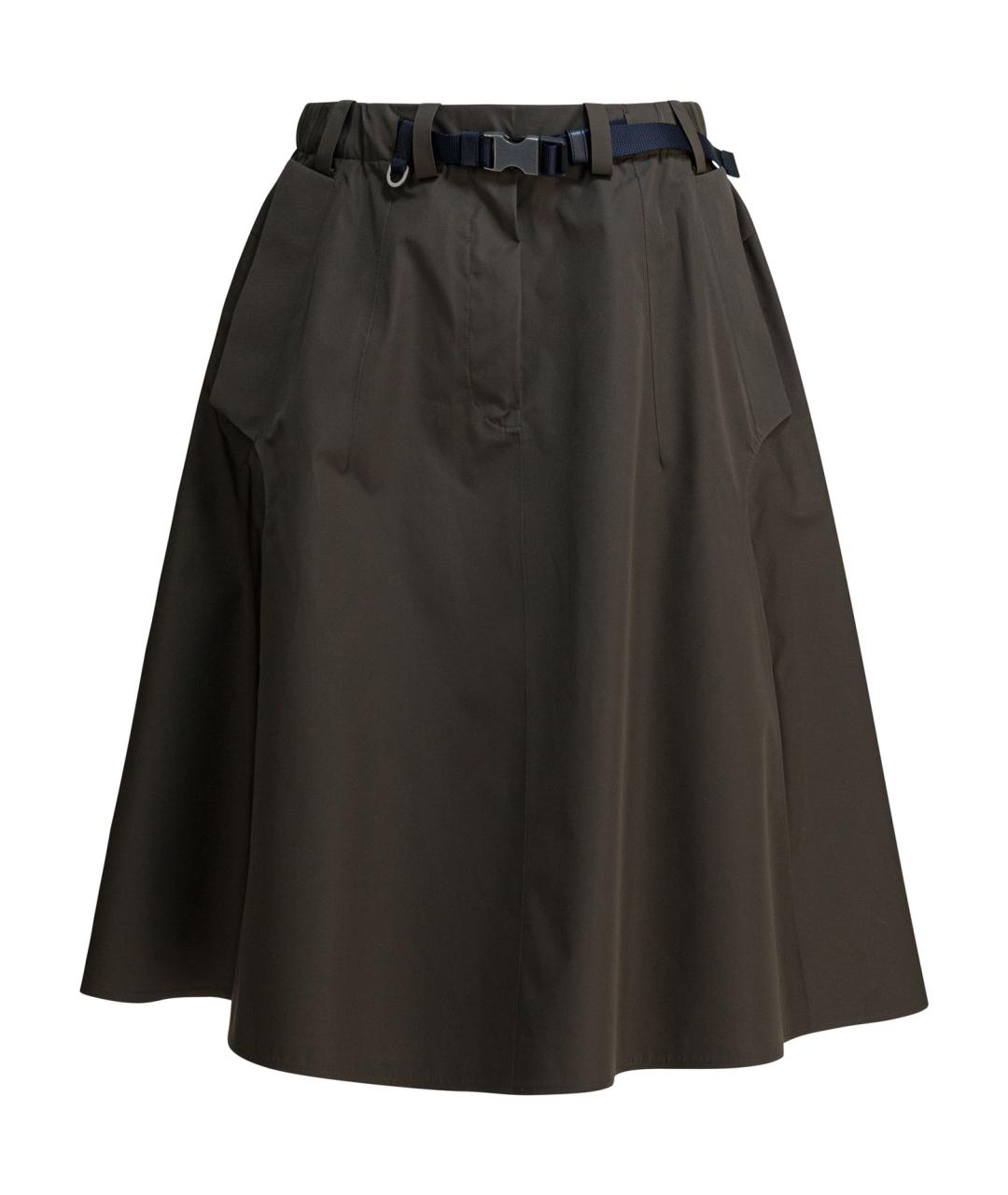 PRADA Зеленая полиэстеровая юбка миди, фото 1