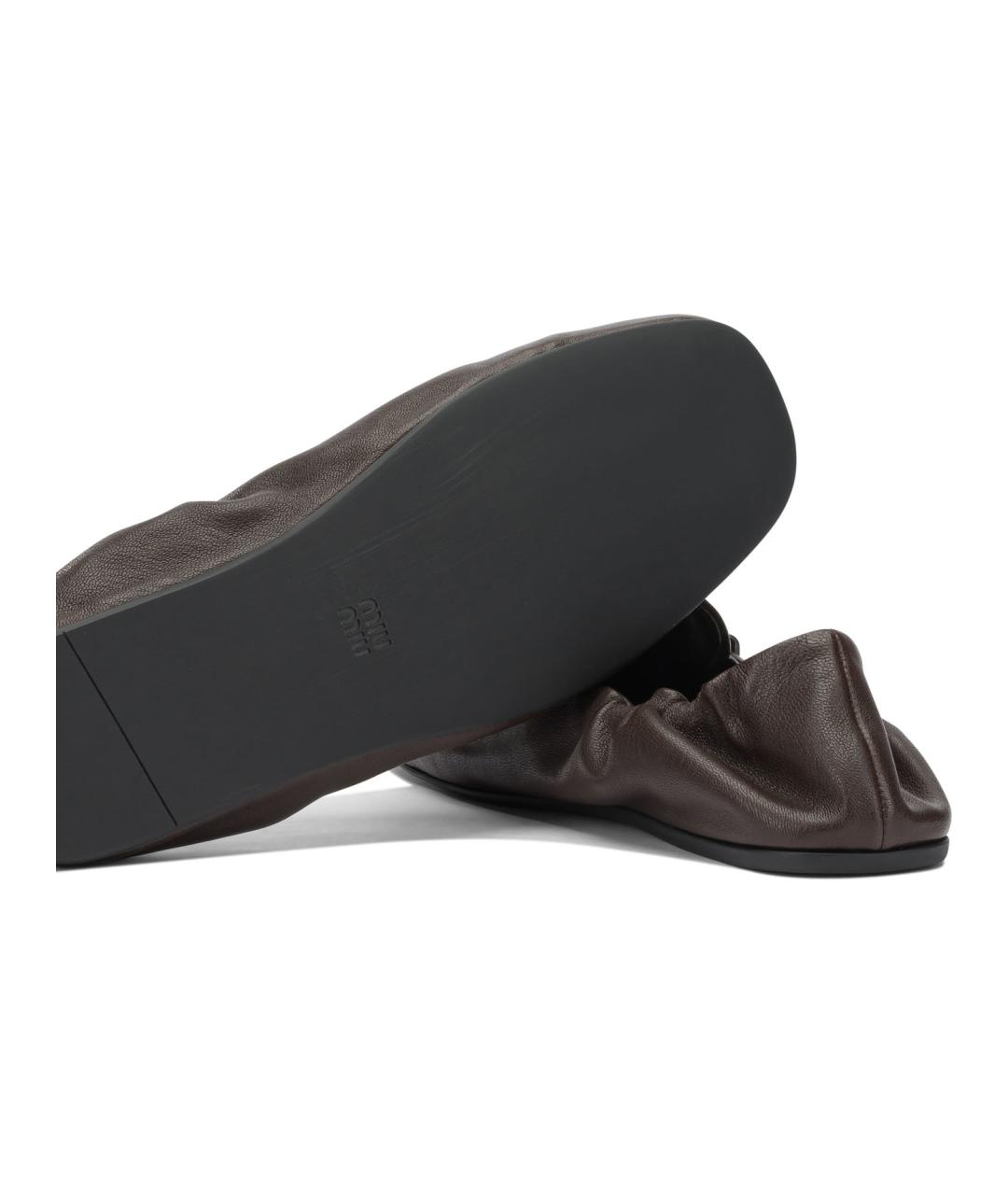 MIU MIU Коричневые кожаные лоферы, фото 5