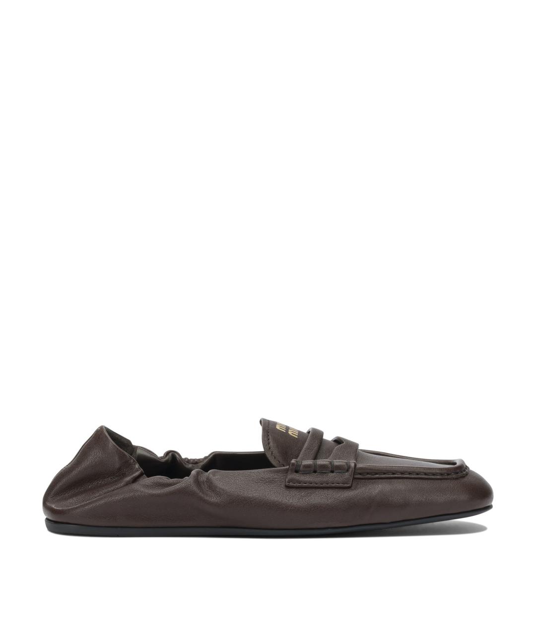 MIU MIU Коричневые кожаные лоферы, фото 1