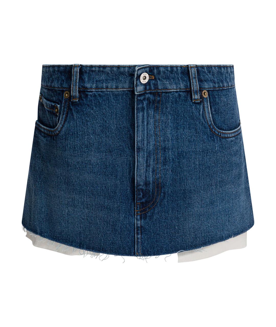 MIU MIU Синяя хлопковая юбка мини, фото 1