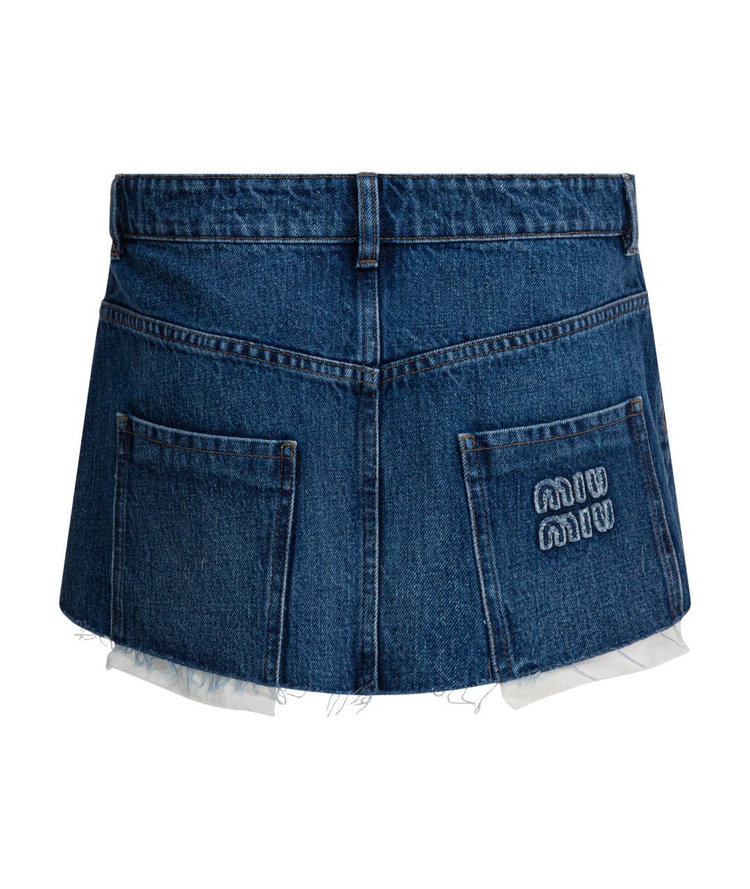 MIU MIU Синяя хлопковая юбка мини, фото 2