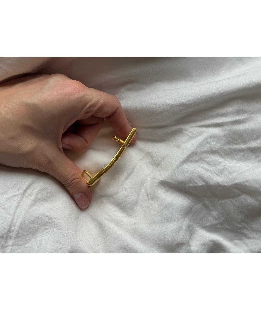 HERMES Золотой кожаный ремень, фото 7