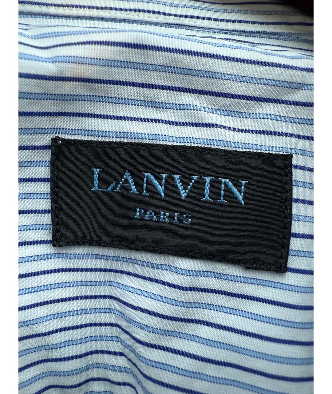 LANVIN Голубая хлопковая кэжуал рубашка, фото 3