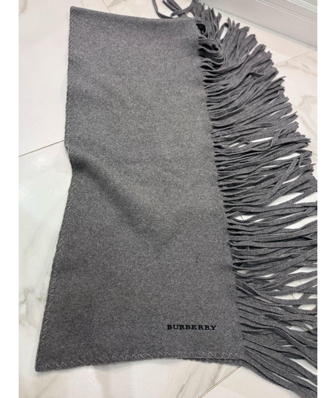 BURBERRY Антрацитовый шерстяной шарф, фото 4