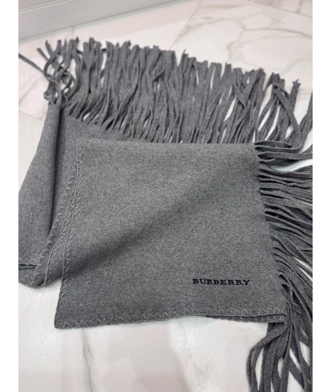 BURBERRY Антрацитовый шерстяной шарф, фото 5
