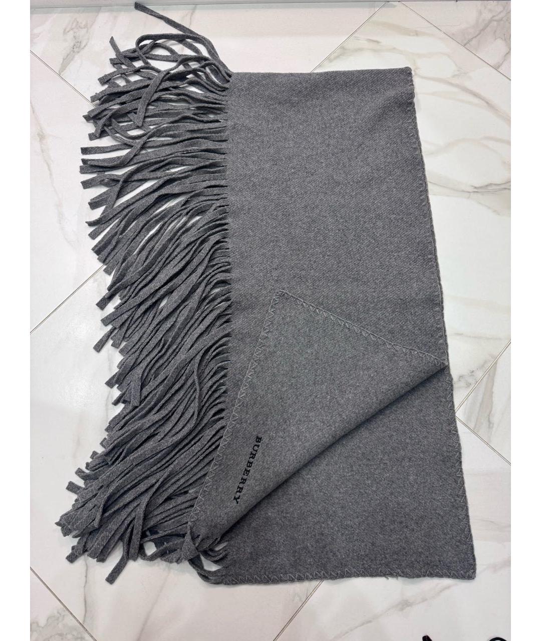 BURBERRY Антрацитовый шерстяной шарф, фото 2