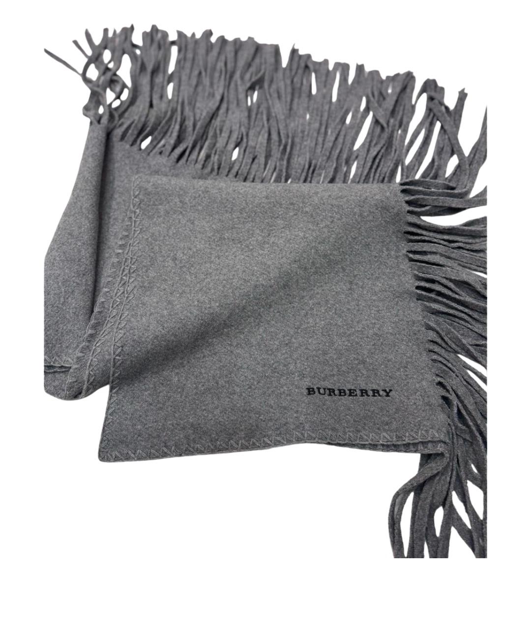 BURBERRY Антрацитовый шерстяной шарф, фото 1