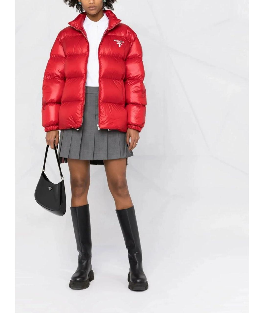 PRADA Красный полиамидовый пуховик, фото 2