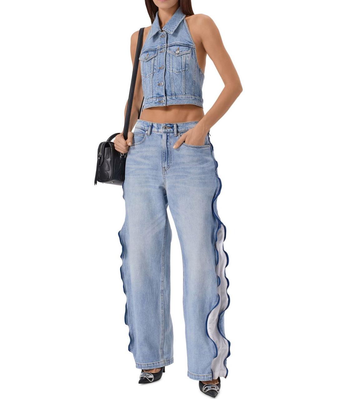 ALEXANDER WANG Голубые хлопковые прямые джинсы, фото 3