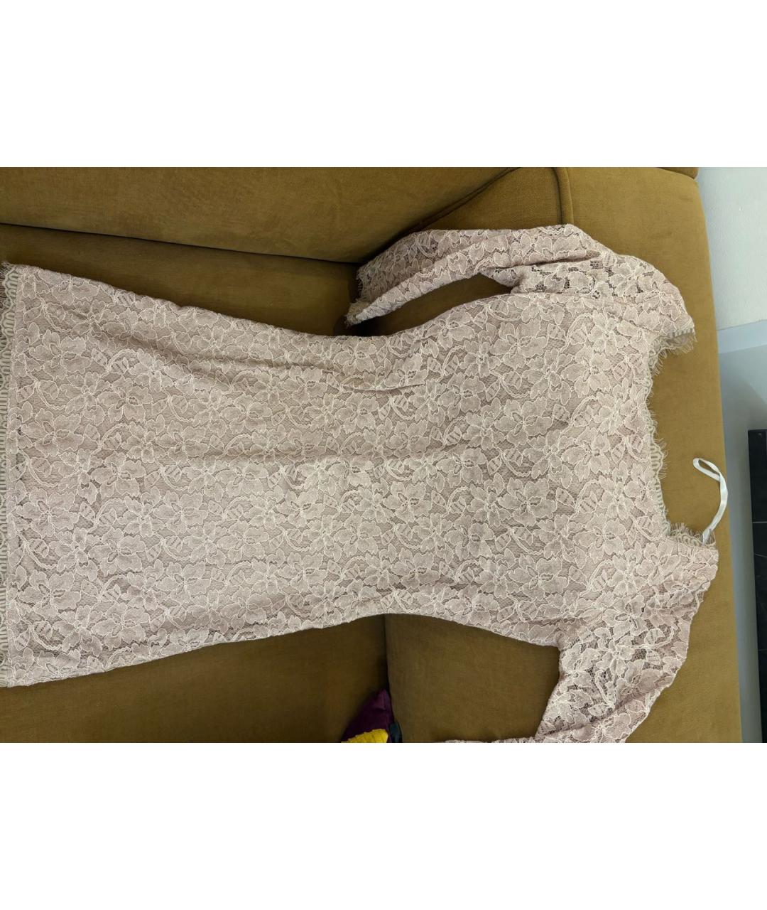 DIANE VON FURSTENBERG Бежевое кружевное коктейльное платье, фото 3