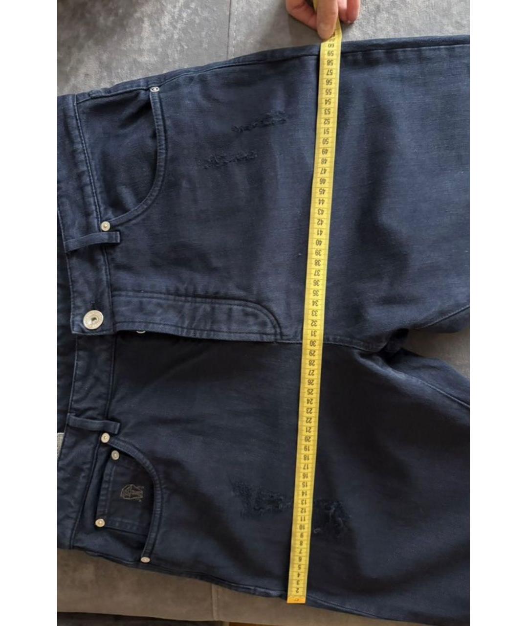 BRUNELLO CUCINELLI Темно-синие хлопковые прямые джинсы, фото 4