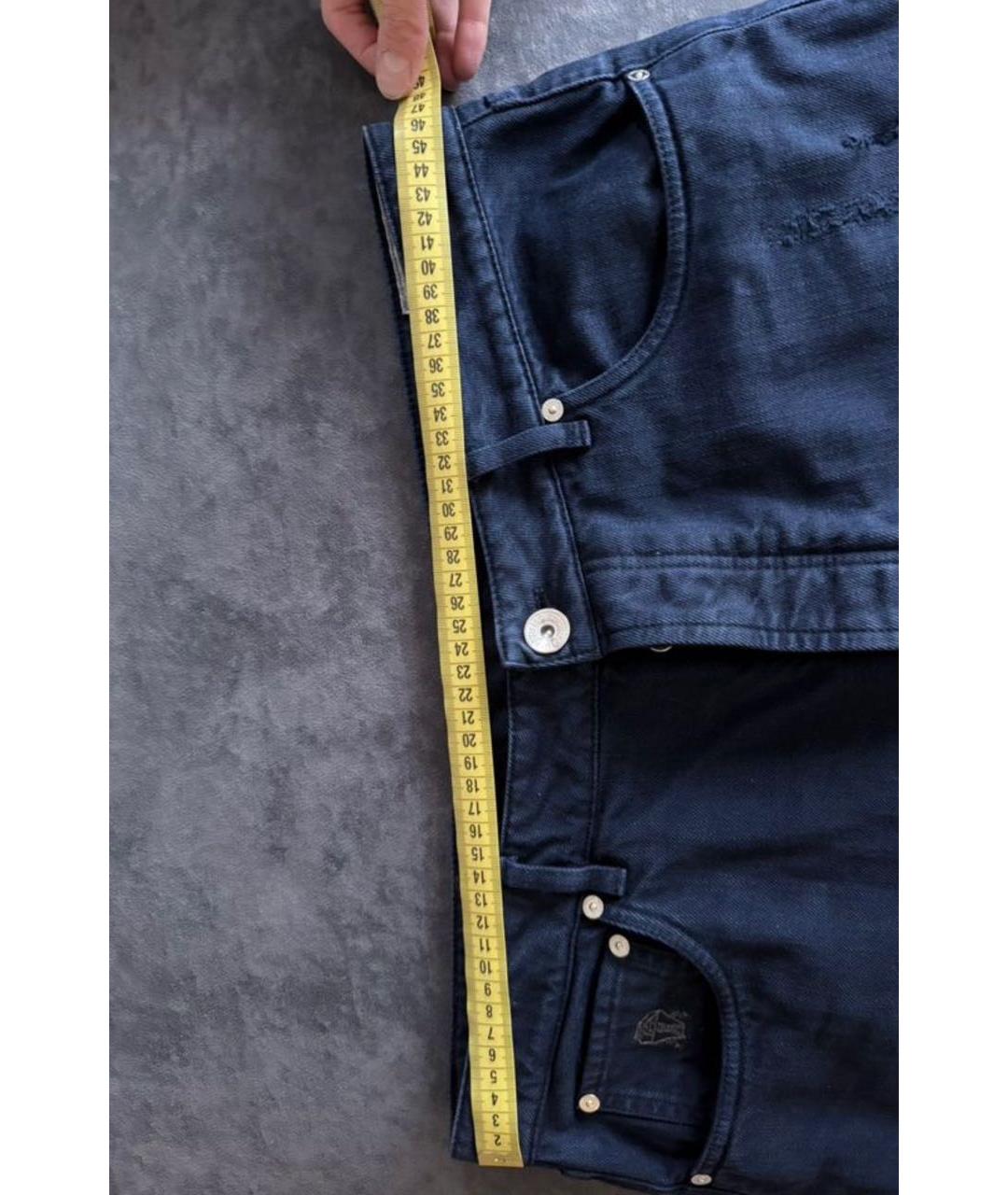 BRUNELLO CUCINELLI Темно-синие хлопковые прямые джинсы, фото 6