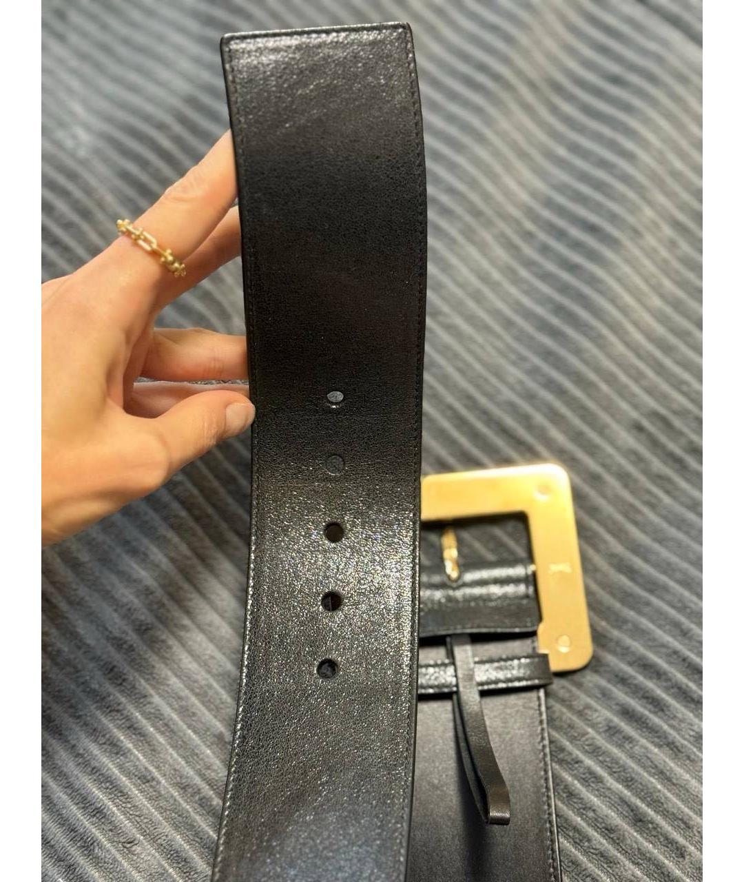 SAINT LAURENT Черный кожаный ремень, фото 5