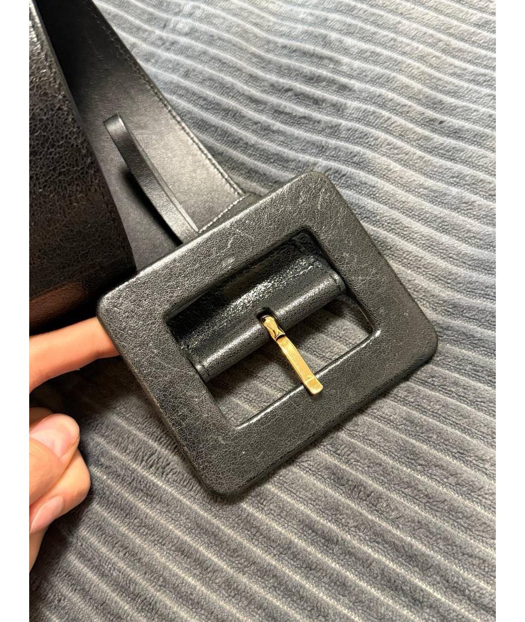 SAINT LAURENT Черный кожаный ремень, фото 2