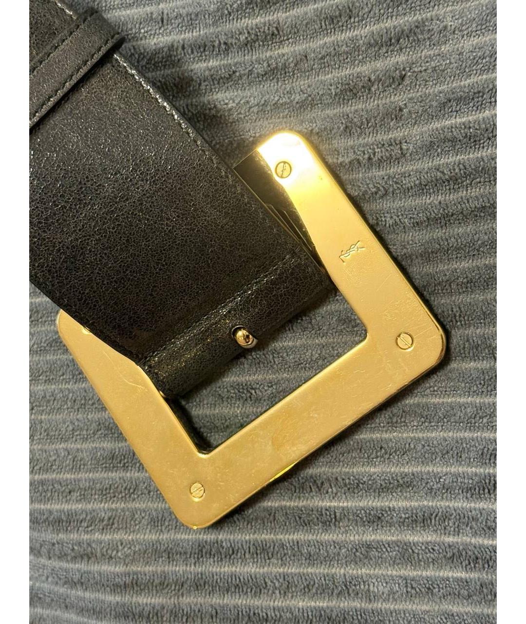 SAINT LAURENT Черный кожаный ремень, фото 3