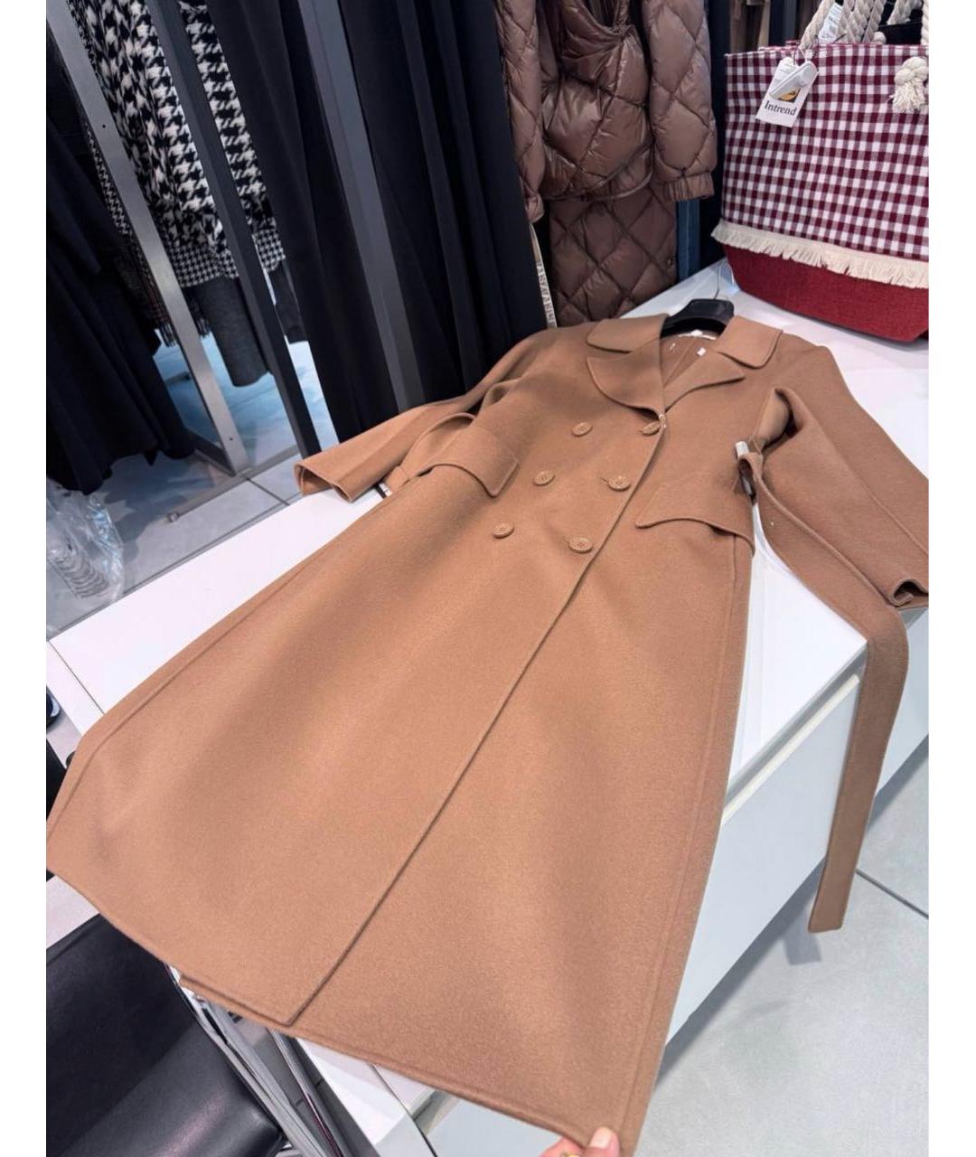 'S MAX MARA Коричневое шерстяное пальто, фото 6