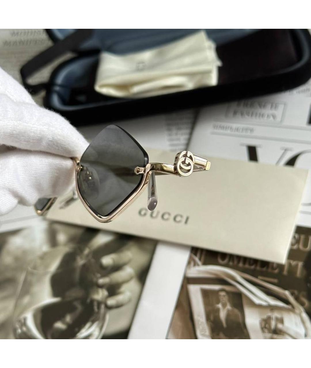 GUCCI Черные металлические солнцезащитные очки, фото 4