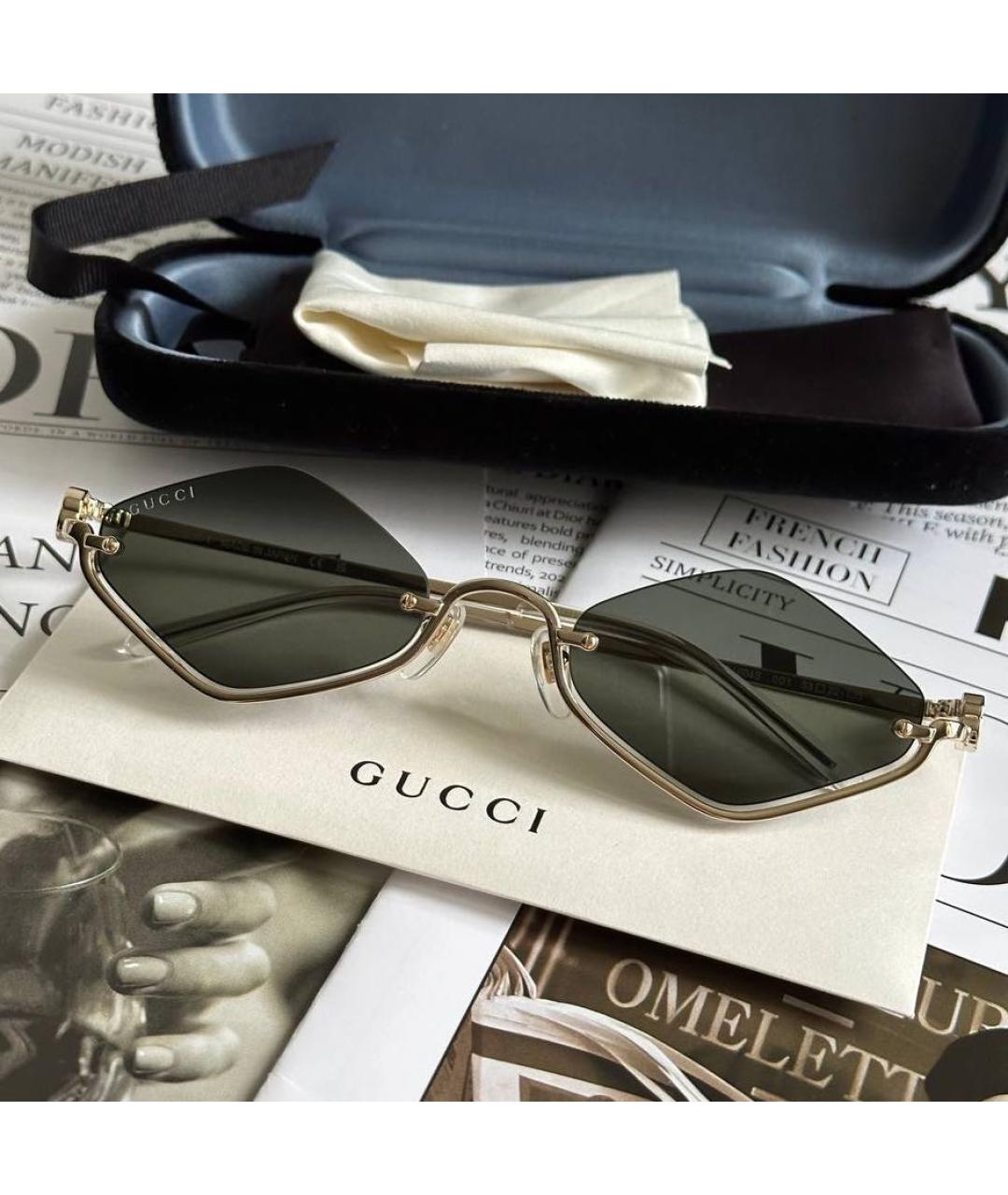 GUCCI Черные металлические солнцезащитные очки, фото 2