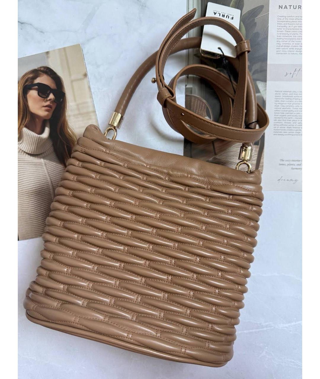 FURLA Коричневая кожаная сумка через плечо, фото 4