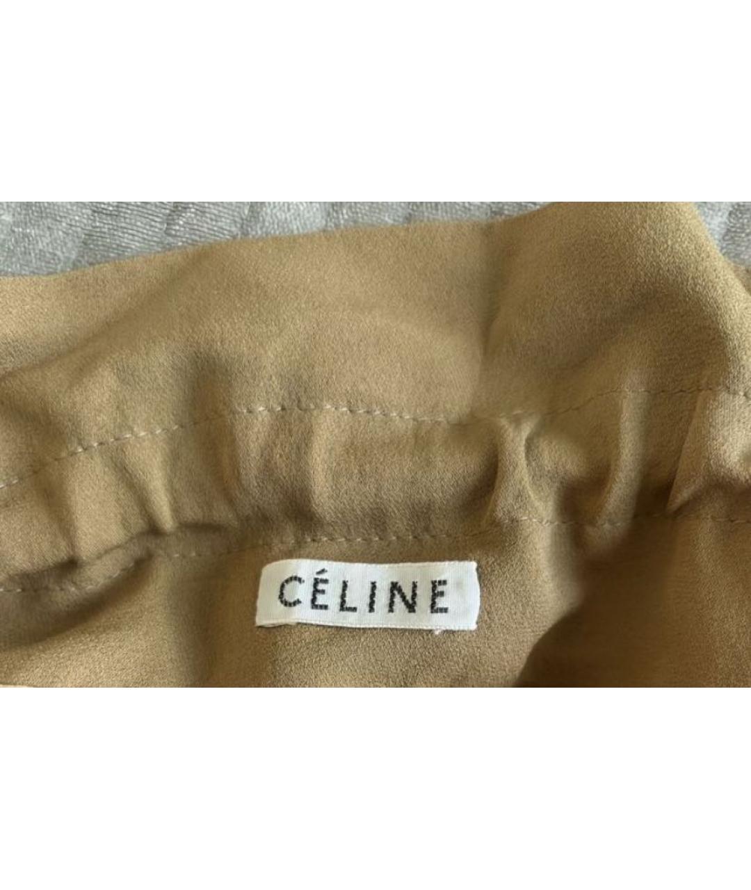 CELINE Бежевая шелковая юбка миди, фото 3