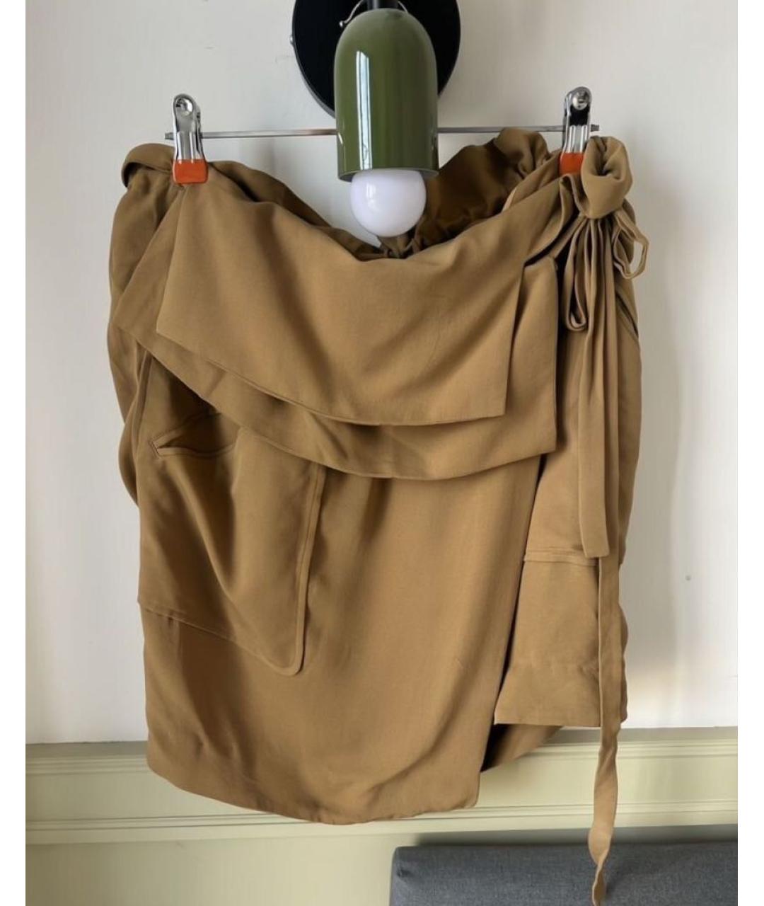 CELINE Бежевая шелковая юбка миди, фото 7