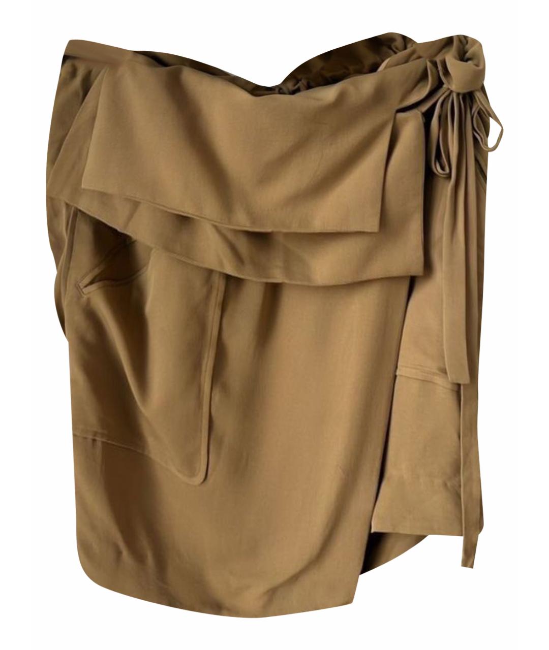 CELINE Бежевая шелковая юбка миди, фото 1