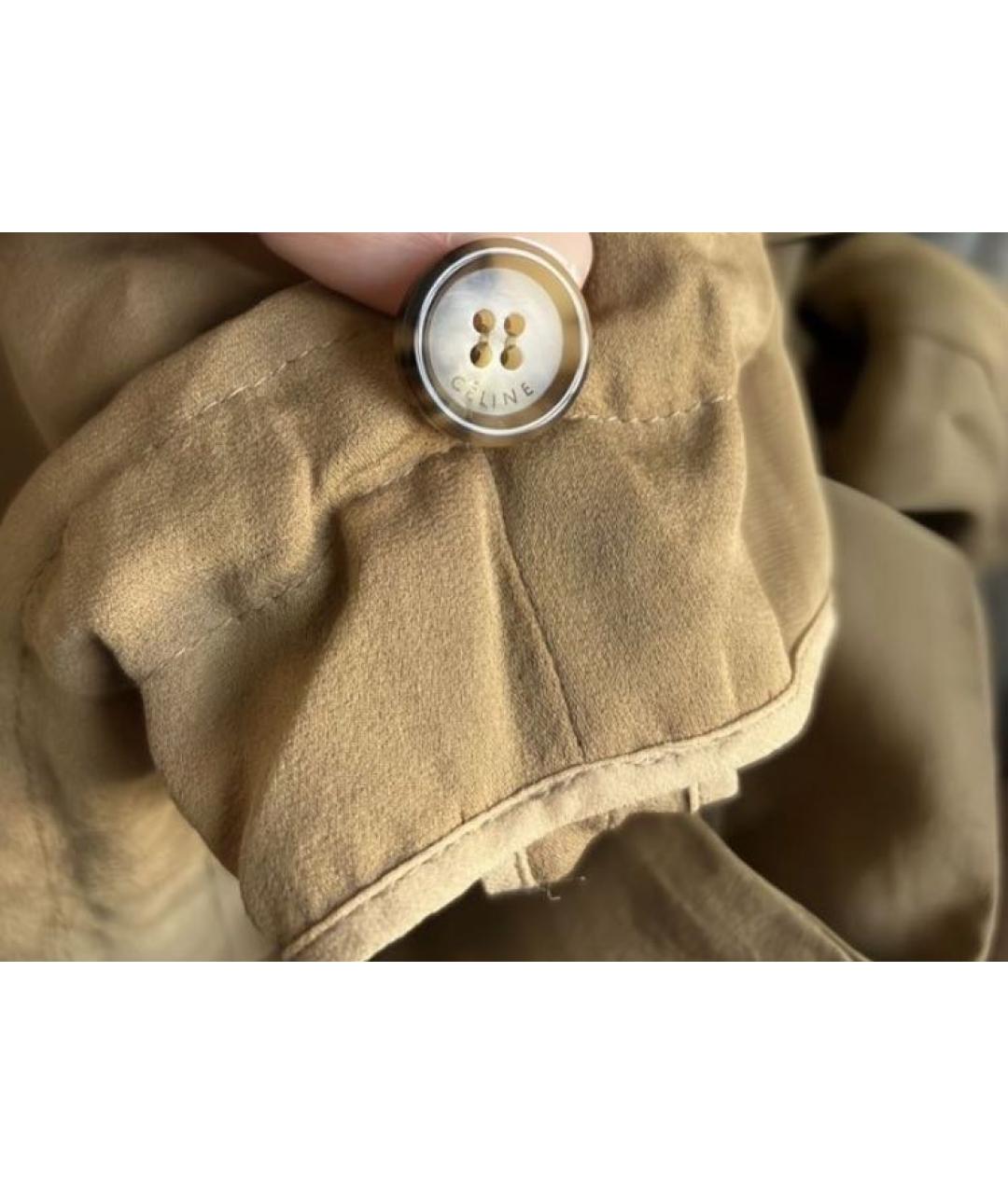 CELINE Бежевая шелковая юбка миди, фото 5