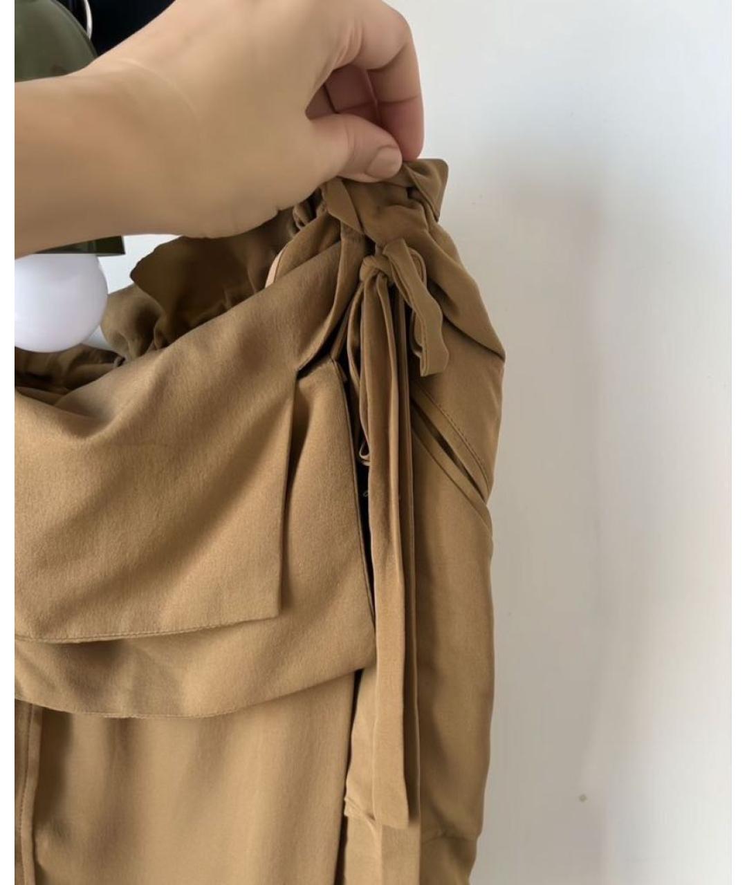 CELINE Бежевая шелковая юбка миди, фото 2