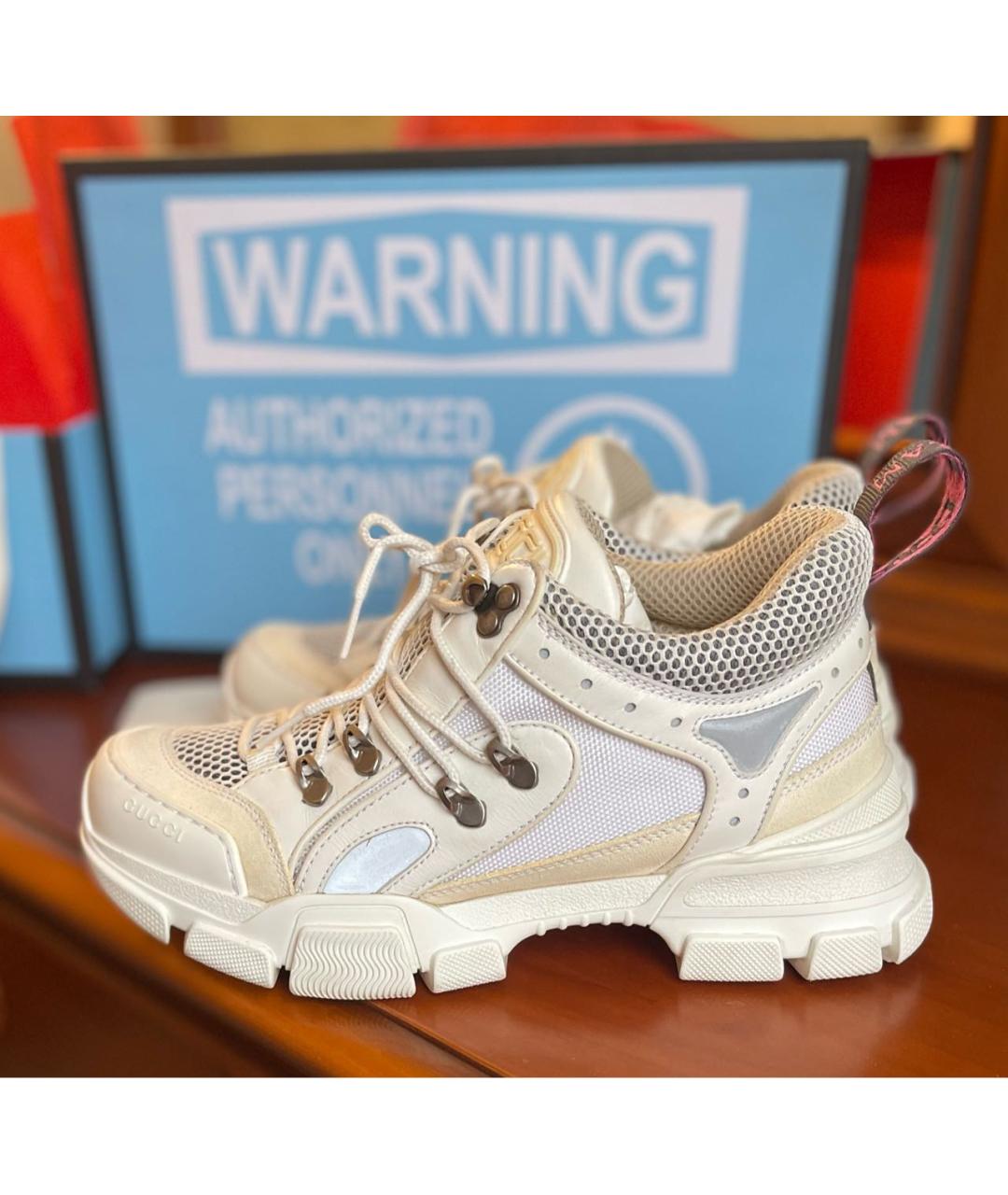 GUCCI Белые кожаные кроссовки, фото 6