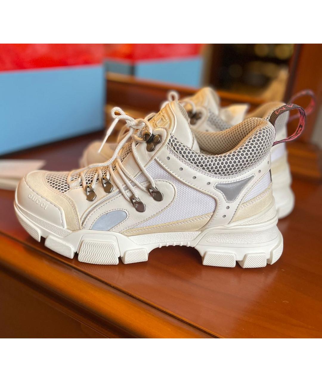 GUCCI Белые кожаные кроссовки, фото 3
