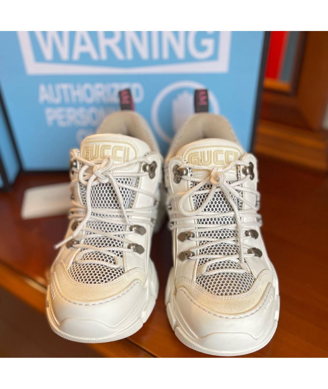 GUCCI Белые кожаные кроссовки, фото 2