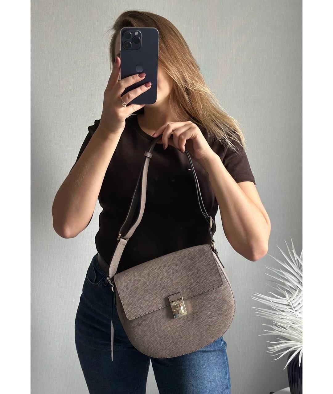 FURLA Серая кожаная сумка через плечо, фото 4