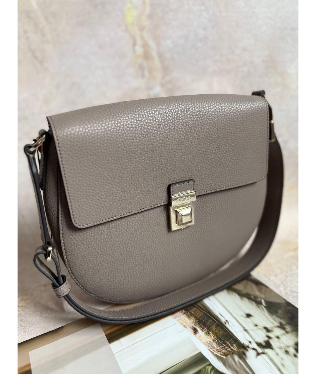 FURLA Серая кожаная сумка через плечо, фото 5