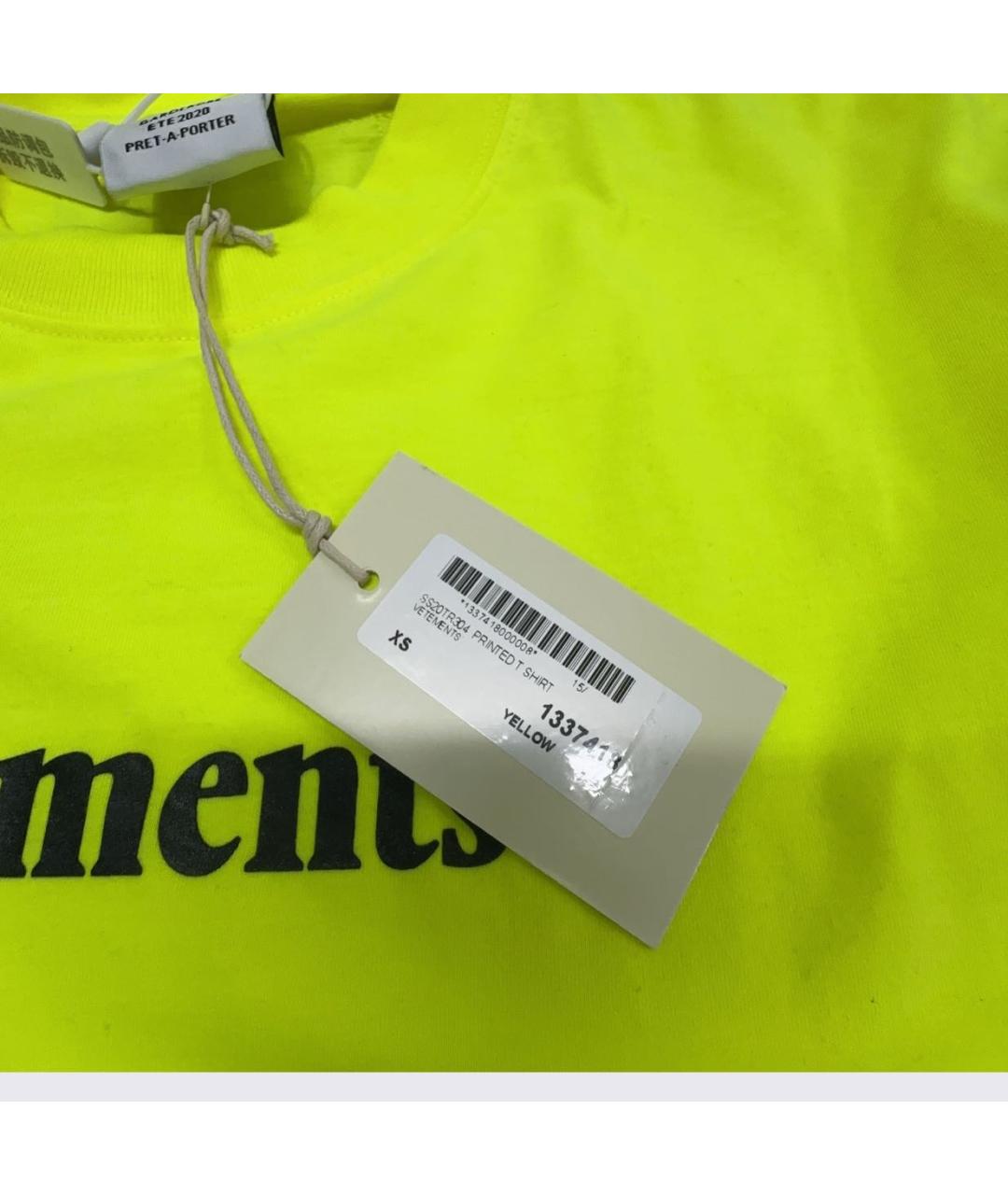 VETEMENTS Желтая хлопковая футболка, фото 6