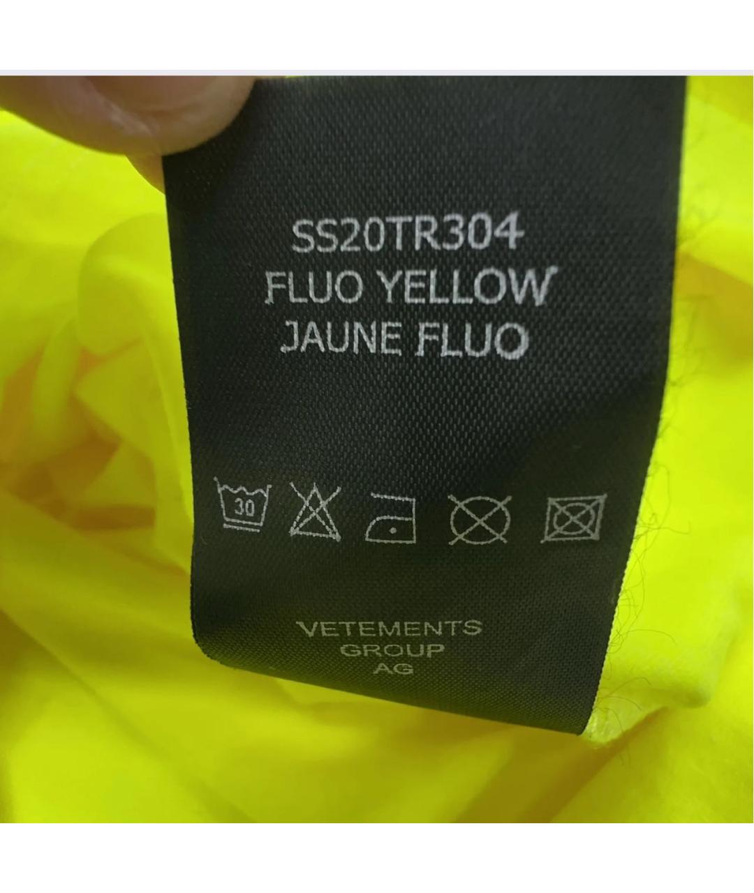 VETEMENTS Желтая хлопковая футболка, фото 4