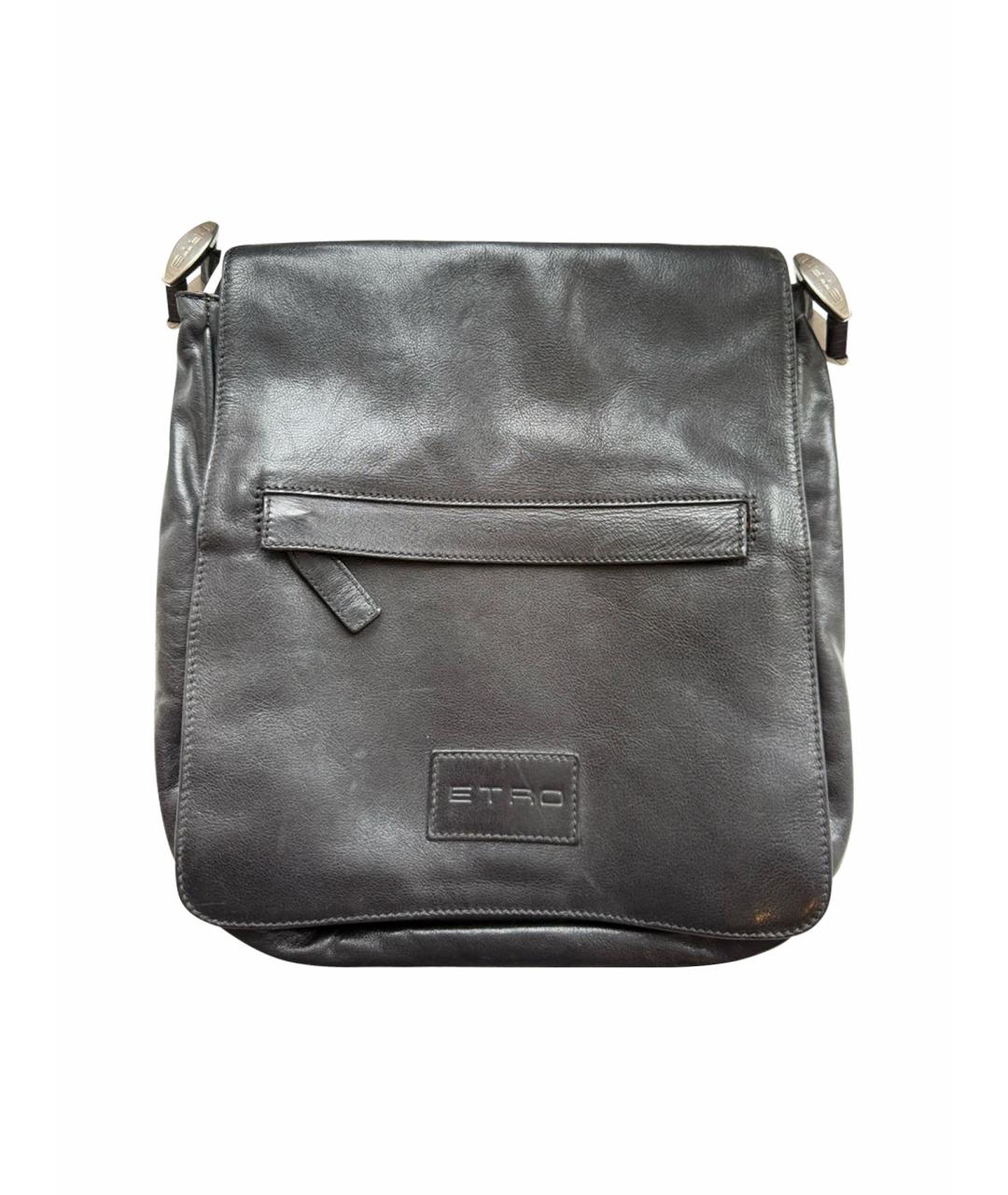 ETRO Антрацитовая кожаная сумка на плечо, фото 1