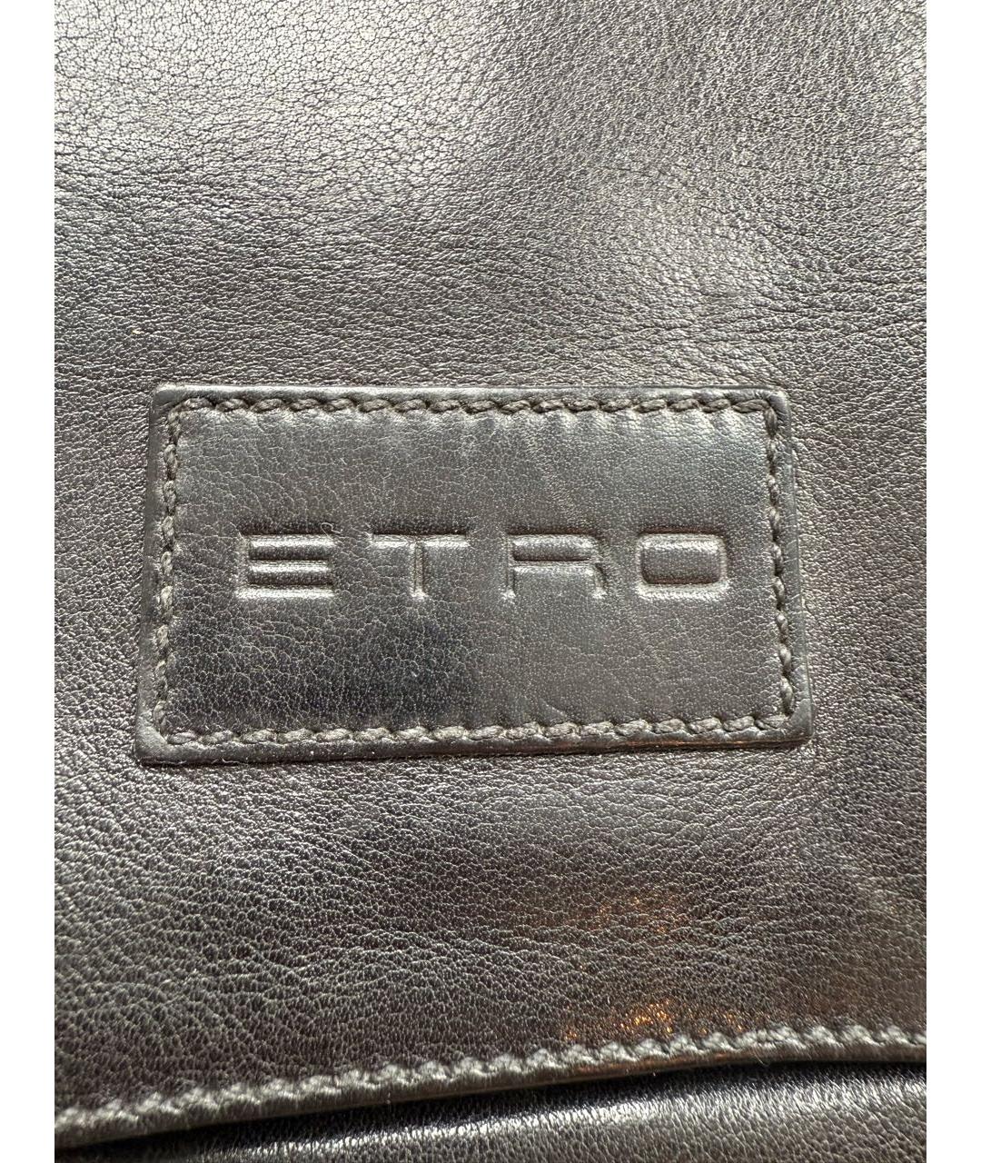 ETRO Антрацитовая кожаная сумка на плечо, фото 3