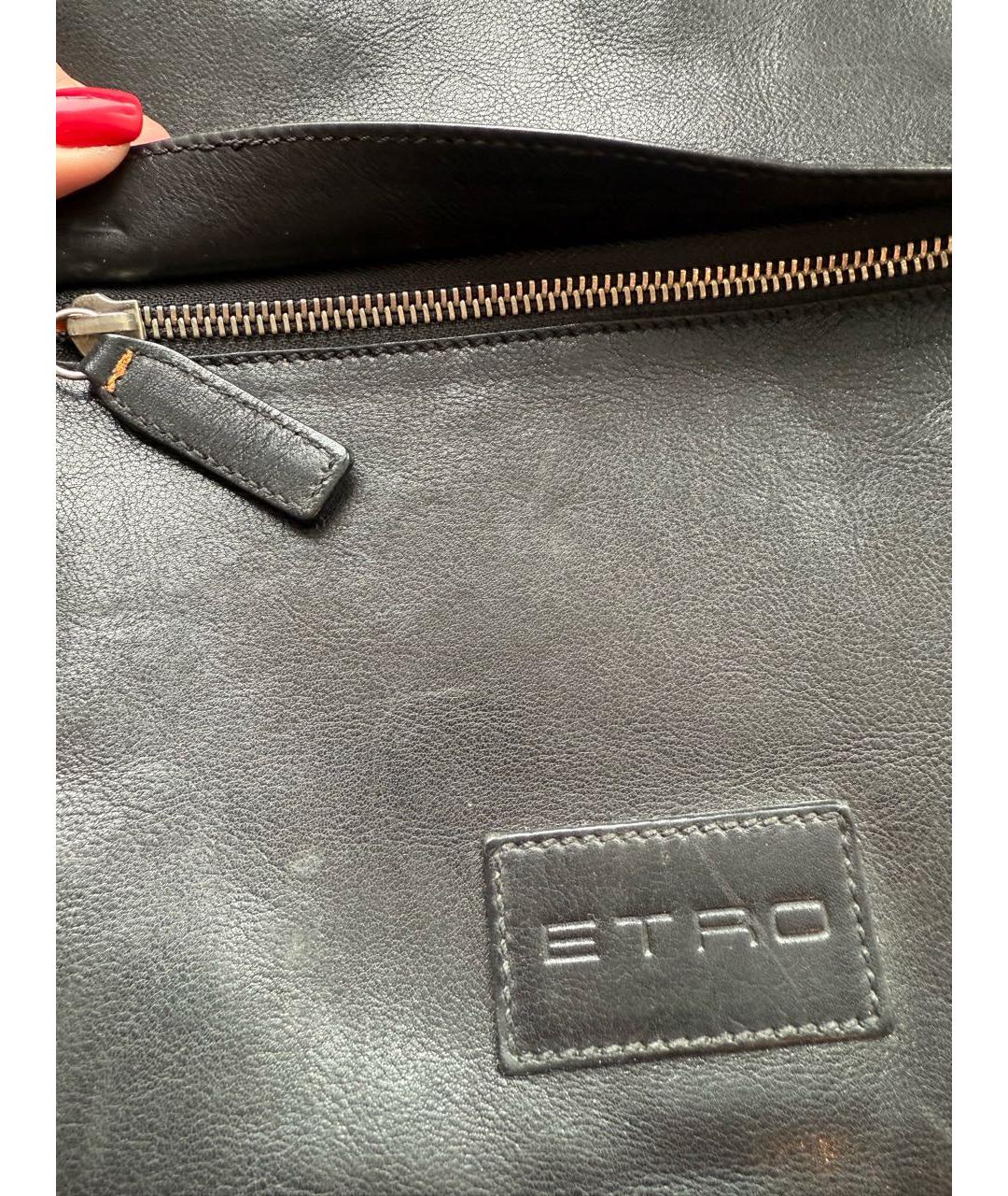 ETRO Антрацитовая кожаная сумка на плечо, фото 4
