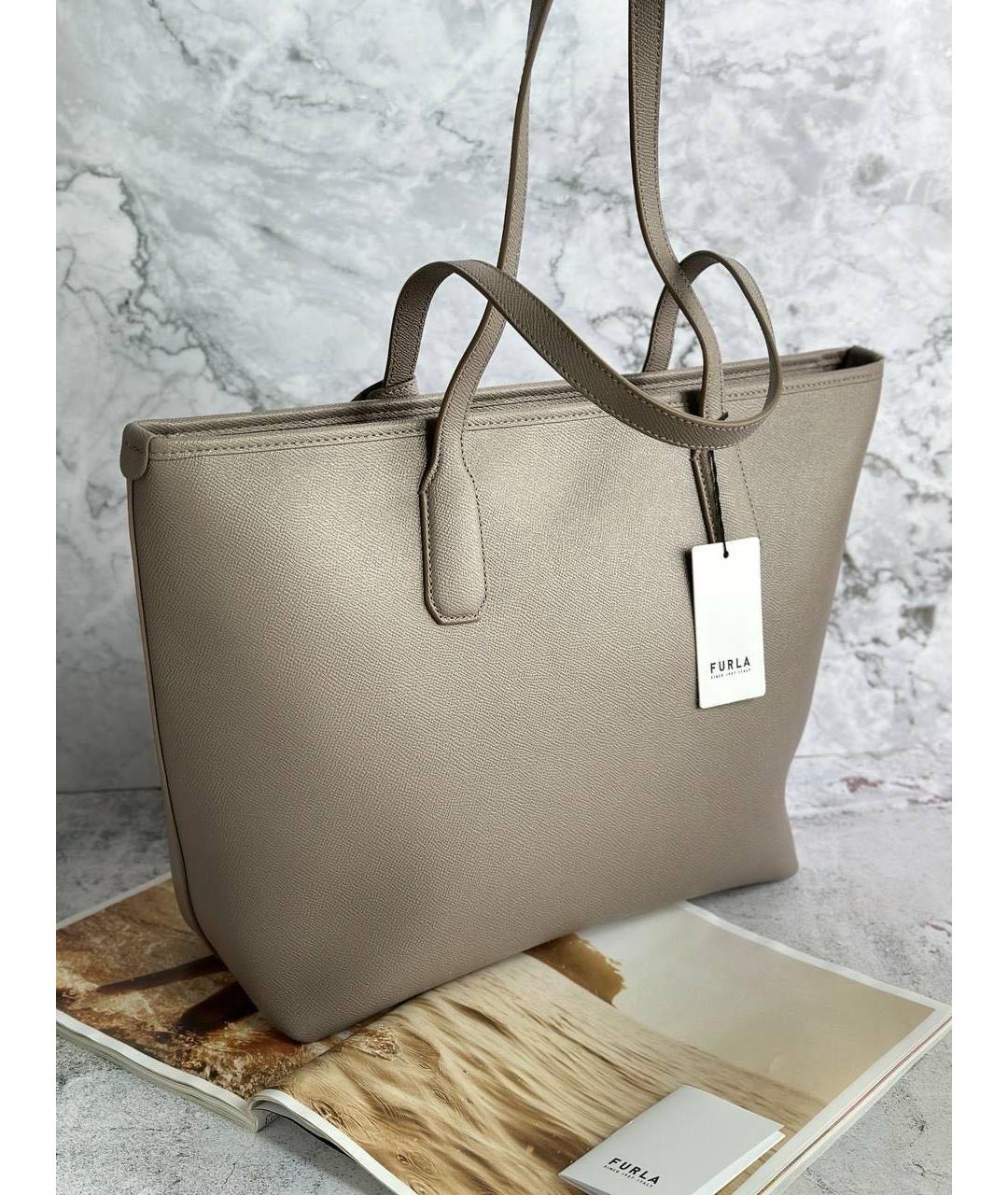 FURLA Бежевая кожаная сумка тоут, фото 3