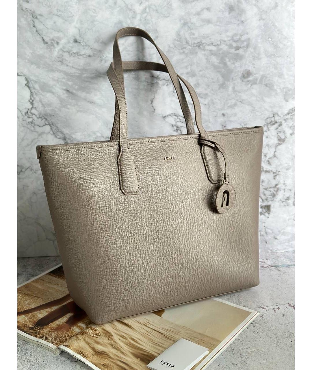 FURLA Бежевая кожаная сумка тоут, фото 8