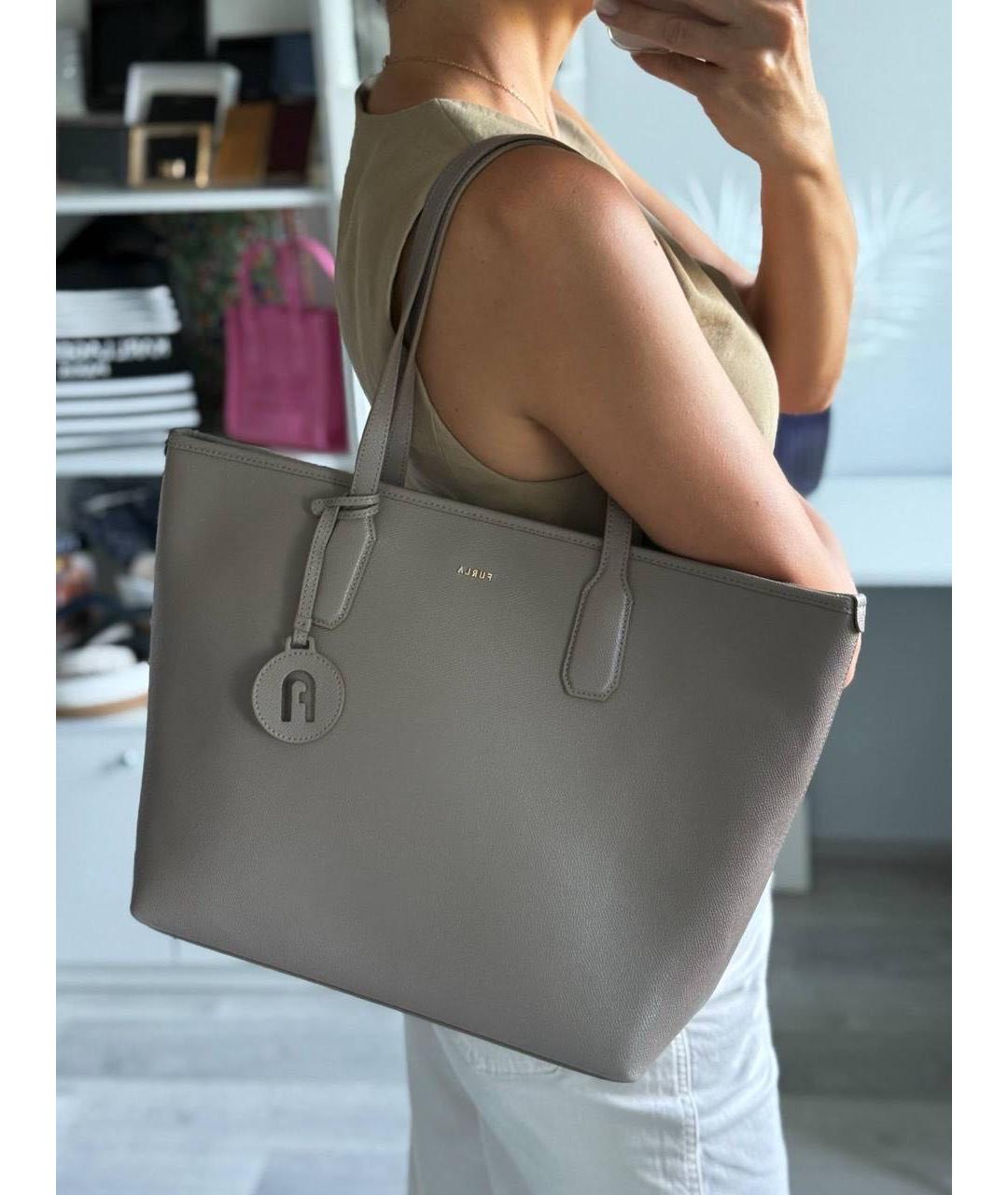 FURLA Бежевая кожаная сумка тоут, фото 7