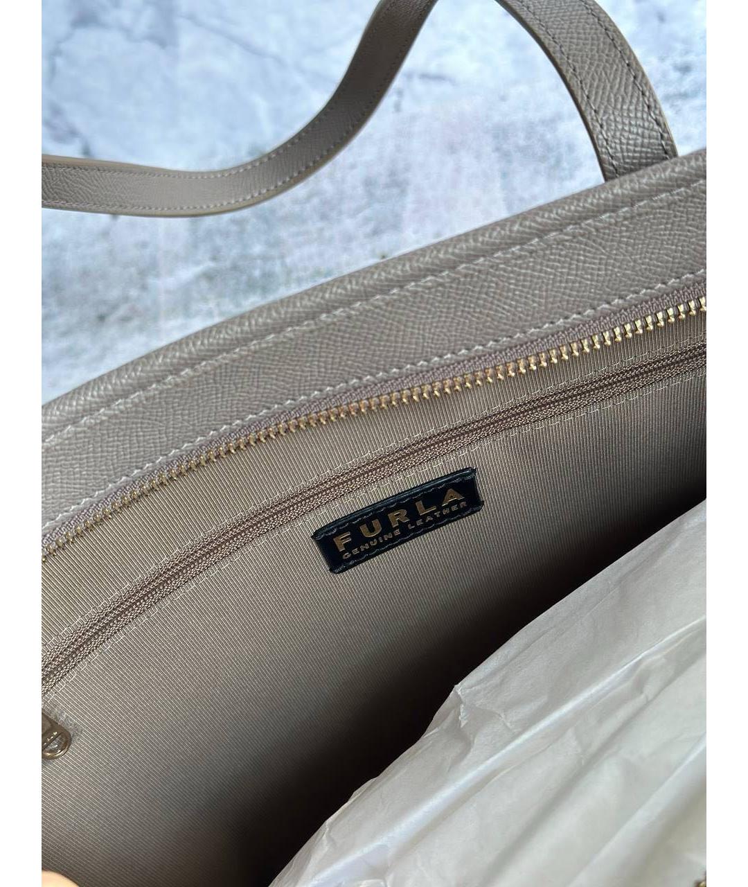 FURLA Бежевая кожаная сумка тоут, фото 4