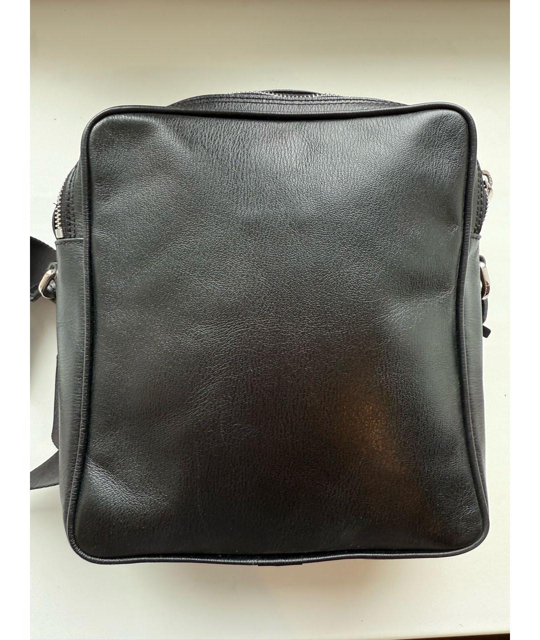 ERMENEGILDO ZEGNA XXX Черная кожаная сумка на плечо, фото 2